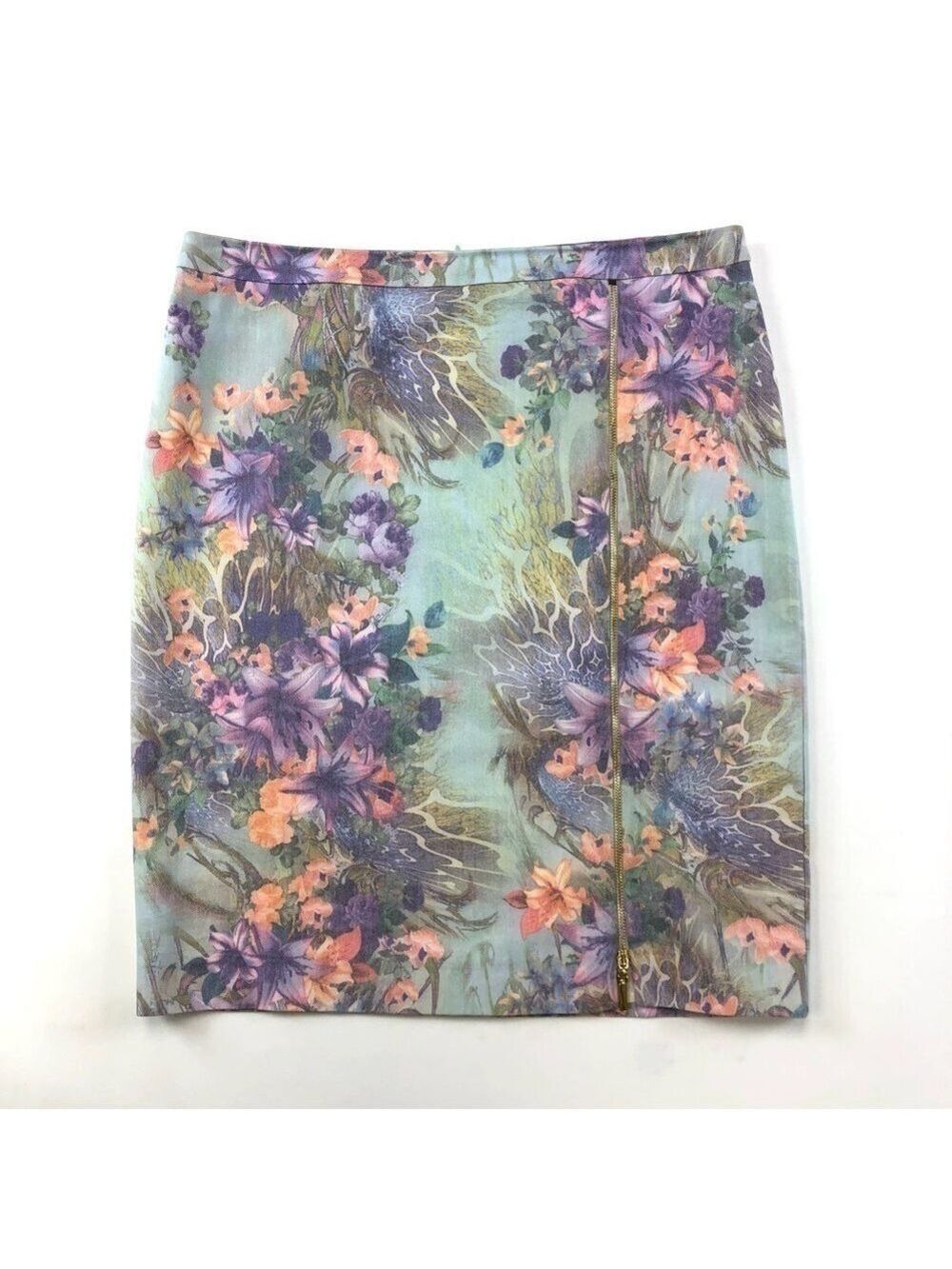 Melanie Lyne pastel tiger lily floral lined skirt Size 10